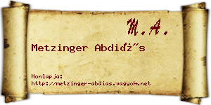 Metzinger Abdiás névjegykártya